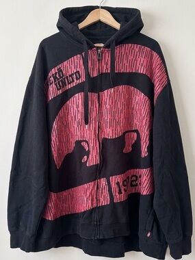 Ecko Unltd Black Red Rhino Graphic Zip Up Hoodie Sweatshirt 5XB